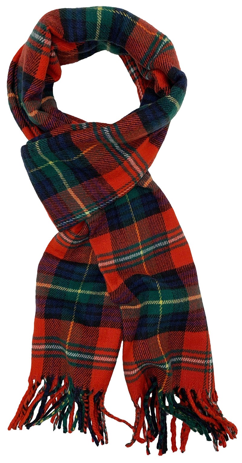 VERONZ Super Soft Luxurious Classic Cashmere Feel Winter Scarf (Holiday Red Green Tartan Plaid) - Image 1
